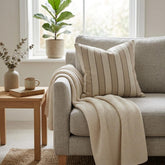 Beige Terra Stripe Throw Cushion Cover