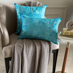 Aqua Touch - Aqua Blue Art Silk Throw Pillow Cover