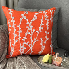 Coral Orange Willow Pillow Cover