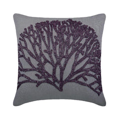 Faraway Tree - Gray Cotton Linen Throw Pillow Cover