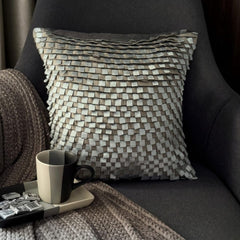 Silver Gray Lining - Silver Faux Suede Decorative Euro Sham