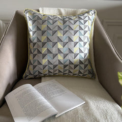 Yellow Moire Effects - Yellow Jacquard Silk Throw Cushion Cover