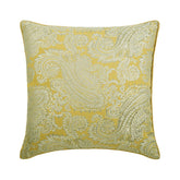 Paisley Yellow Scents - Yellow Jacquard Silk Throw Pillow Cover