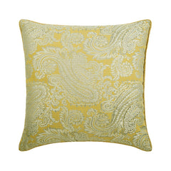 Paisley Yellow Scents - Yellow Jacquard Silk Throw Pillow Cover