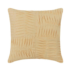 Yellow Pintuck Block - Pastel Yellow Cotton Linen Throw Pillow Cover