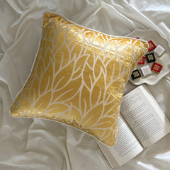Mimosa Yellow Leaves - Mimosa Yellow Burnout Velvet Decorative Euro Sham