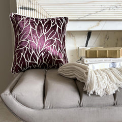 Plummy Leaves - Plum Velvet Decorative Euro Sham