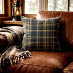 Plaidscape Navy - Navy Blue Velvet Winter Plaid Throw Cushion Cover