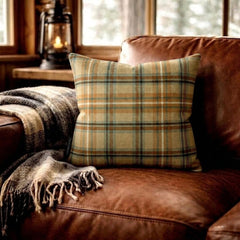 Plaidscape Beige - Beige Velvet Checkered Winter Plaid Throw Cushion Cover