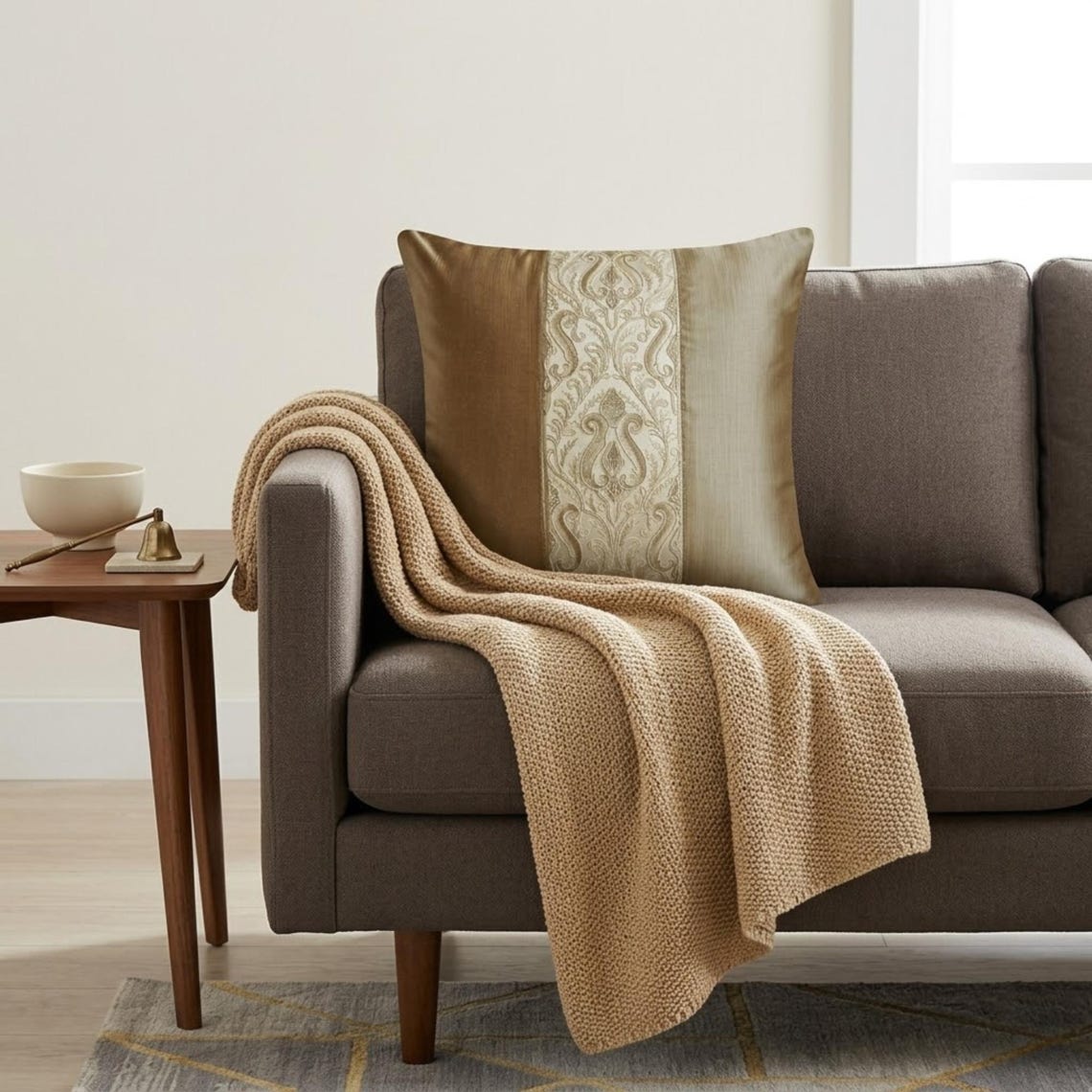 Regal Baroque Taupe Throw Cushion Cover