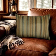 Linear Stripe Beige - Beige Velvet Striped Oblong Lumbar Cushion Cover