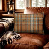 Plaidflow Orange - Orange Velvet Winter Plaid Lumbar Cushion Cover