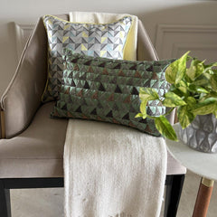 Yellow Moire Effects - Yellow Jacquard Silk Throw Cushion Cover