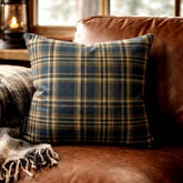 Plaidscape Navy - Navy Blue Velvet Winter Plaid Throw Cushion Cover