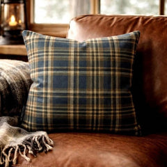 Plaidscape Navy - Navy Blue Velvet Winter Plaid Throw Cushion Cover