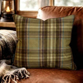 Plaidscape Olive - Green Velvet Winter Plaid Throw Cushion Cover
