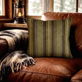 Stripe Flow Olive - Green Velvet Stripes Throw Cushion Cover