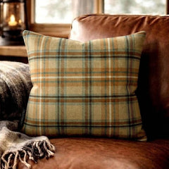 Plaidscape Beige - Beige Velvet Checkered Winter Plaid Throw Cushion Cover