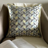 Yellow Moire Effects - Yellow Jacquard Silk Throw Cushion Cover