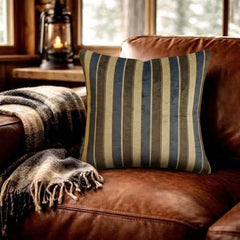 Stripe Flow Blue - Blue Velvet Stripes Throw Cushion Cover
