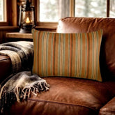 Linear Stripe Orange - Orange Velvet Christmas Striped Lumbar Cushion Cover