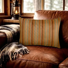 Linear Stripe Orange - Orange Velvet Christmas Striped Lumbar Cushion Cover