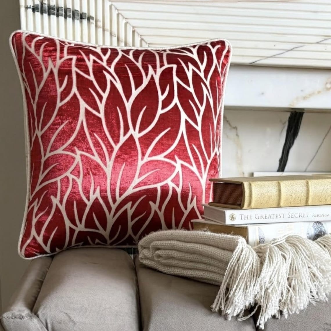 Cayenne Red Florals Pillow Cover