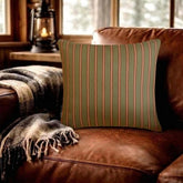 Linear Plush Green - Green Cotton Stripes Throw Cushion Cover