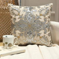 Millennium - Ivory Art Silk Throw Pillow Cover