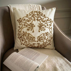 Gold Wedding - Ivory Silk Throw Pillow Cover