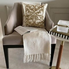 Zadie - White & Gold Suede Throw Cushion Cover