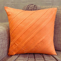 Contemporary Orange - Orange Faux Suede Throw Pillow Cover