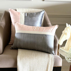 Plush Light Pink Silk - Light Pink Silk Lumbar Pillow Cover