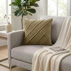 Contemporary Dark Beige - Beige Suede Throw Pillow Cover