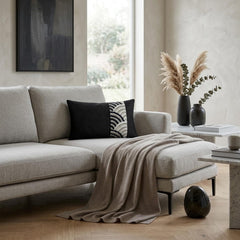 Black Linen Lumbar Cushion Cover - Black Grace