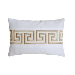 Ivory White Linen Lumbar Cushion Cover - Olympian Key