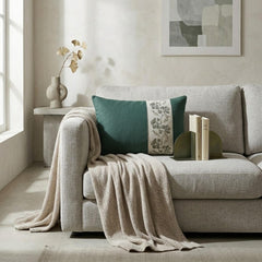 Teal Linen Lumbar Cushion Cover - Teal Grace