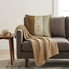 Taupe Satin Lumbar Cushion Cover - Taupe Baroque Heirloom