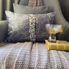 Dendrite Touchstones - Gray Suede Lumbar Pillow Cover