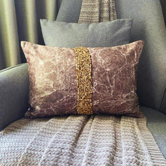 Jasper Touchstones - Brown Suede Lumbar Pillow Cover