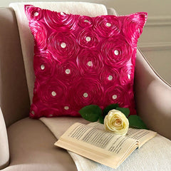 Fuchsia Power - Fuchsia Pink Art Silk Decorative Euro Sham