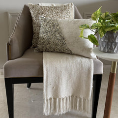 Elaina - Ivory & Gold Jacquard Lumbar Pillow Cover