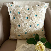 Ivory Roses - Ivory Art Silk Decorative Euro Sham