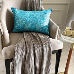 All Eyes on Aqua - Blue Silk Lumbar Cushion Cover