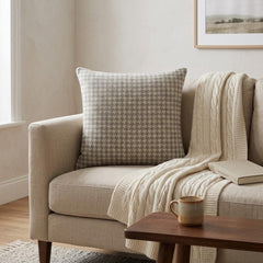 Gray Linen Lumbar Cushion Cover - Gray Houndstooth Lumbar