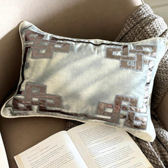 Greek Zeus - Ivory Velvet Decorative Lumbar Pillow Cover