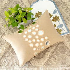Mirror Light - Cotton Canvas Beige Decorative Lumbar Pillow Cover