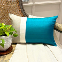 Turquoise Silk Essence - Turquoise Silk Lumbar Cushion Cover