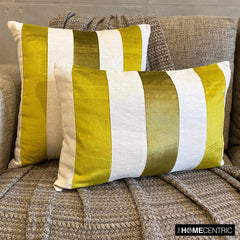 Swathe Chartreuse - Green Velvet & Linen Lumbar Pillow Cover