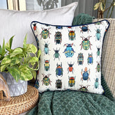 Creepy Crawlers - Blue Linen Spookys Decorative Throw Cushion Cover